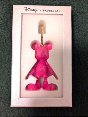 Disney X BaubleBar Pink Mickey Mouse Charm Keychain In Gift Box